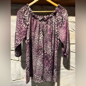 Purple Printed Off-Shoulder Tunic Top